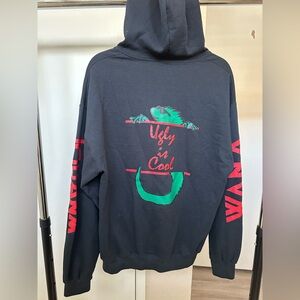 Black Hoodie with Red and Green Graphic